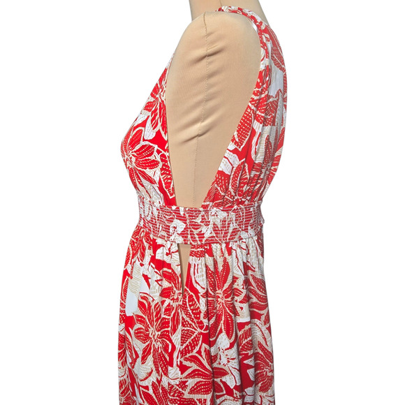 Lush Tropical‎ Floral Smocked Side Split Maxi Dress Size M NWT - Picture 5 of 11